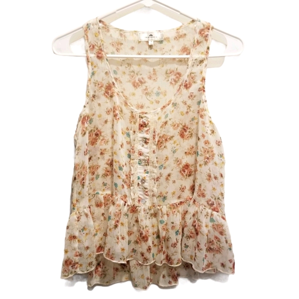 Iris Basic Sheer Flowered Top - image 1